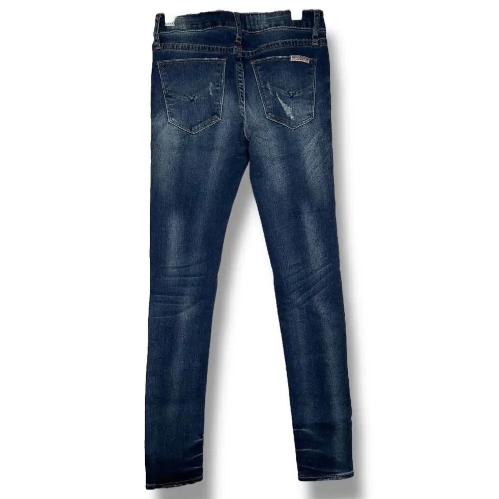 Girls Hudson Dark Wash Distressed Skinny Jeans Size 10